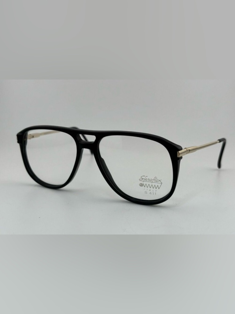 Sferoflex Italy S 411 - Black & Gold 411 BLK 135mm Retro Eyeglass Frames